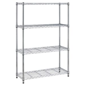 BestOffice Adjustable Wire Shelving Storage Shelves Heavy Duty Shelving Unit for Small Places Kitchen Garage (Chrome, 36×14×54)