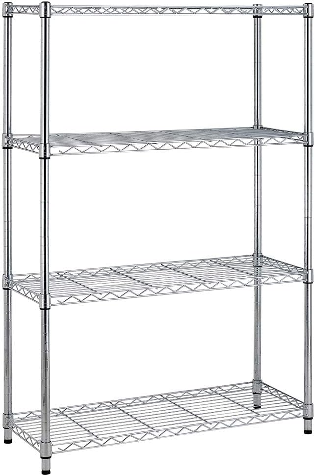 BestOffice Adjustable Wire Shelving Storage Shelves Heavy Duty Shelving Unit for Small Places Kitchen Garage (Chrome, 36×14×54)