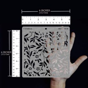 CrafTreat Flourish Stencils for Painting on Wood, Canvas, Paper, Fabric, Floor, Wall and Tile - Flourish Background - 6x6 Inches - Reusable DIY Art and Craft Stencils for Painting Flowers and Leaves