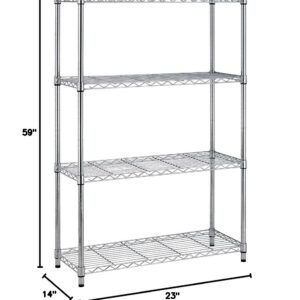 BestOffice Adjustable Wire Shelving Storage Shelves Heavy Duty Shelving Unit for Small Places Kitchen Garage (Chrome, 36×14×54)