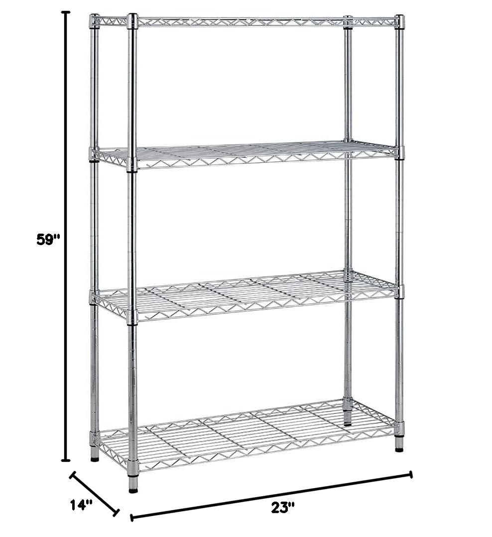 BestOffice Adjustable Wire Shelving Storage Shelves Heavy Duty Shelving Unit for Small Places Kitchen Garage (Chrome, 36×14×54)