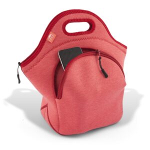 Nordic By Nature Insulated Neoprene Lunch Bag, Soft & Foldable Washable & Reusable Extra-Pocket (L) Pale Amaranth