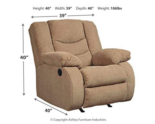 Signature Design by Ashley Tulen Modern Manual Pull Tab Rocker Recliner, Light Brown