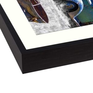 Golden State Art, 11x14 Black Picture Frame Displays Photo 8x10 with Ivory Mat or 11x14 Without Mat for Wall Mounting Aluminum Frames with Real Glass (Pack of 1)