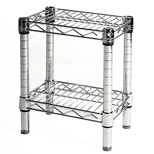 Shelving Inc. 8" d x 18" w Chrome Wire Shelving with 2 Tier Shelves, Weight Capacity 800lbs Per Shelf