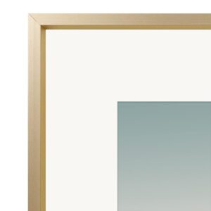 Frametory, 8x10 Aluminum Photo Frame for 5x7 Pictures with Mat or 8x10 without, Real Glass, Wall or Tabletop Metal Picture Frame Collection (Gold, 1 Pack)