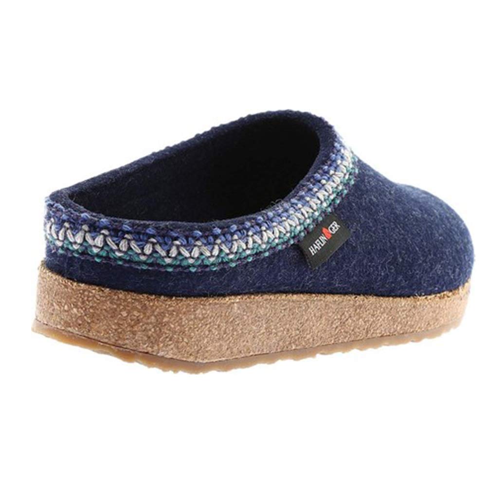 HAFLINGER Grizzly ZigZag Felt Clog Unisex Wool Slipper Blue (Captains Blue 79) EU 41