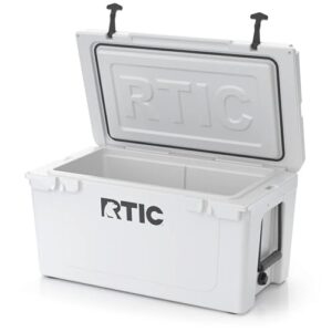 RTIC 65 Quart Ultra-Tough Hard Cooler Insulated Portable Ice Chest Box for Beach, Drink, Beverage, Camping, Picnic, Fishing, Boat, Barbecue, White