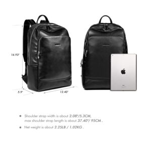 BOSTANTEN Leather Backpack College Laptop Travel Camping Computer Shoulder Bag Gym Sports Backpacks For Men Black