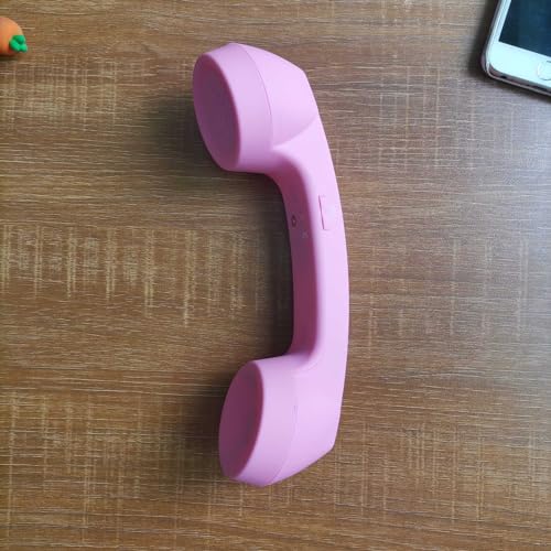 ENJOY-UNIQUE Wireless Retro Telephone Handset and Wire Radiation-Proof Handset Receivers Headphones for a Mobile Phone with Comfortable Call (Pink)