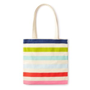 Kate Spade New York Canvas Tote Bag with Interior Pocket, Candy Stripe