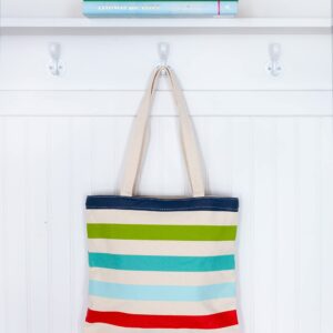 Kate Spade New York Canvas Tote Bag with Interior Pocket, Candy Stripe