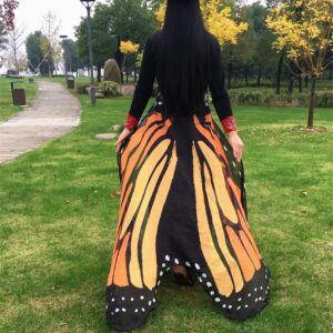 Halloween Butterfly Wings Costume for Women Girls Printed Moth Cape Shawl Wrap Moth Butterfly Cloak(Yellow)