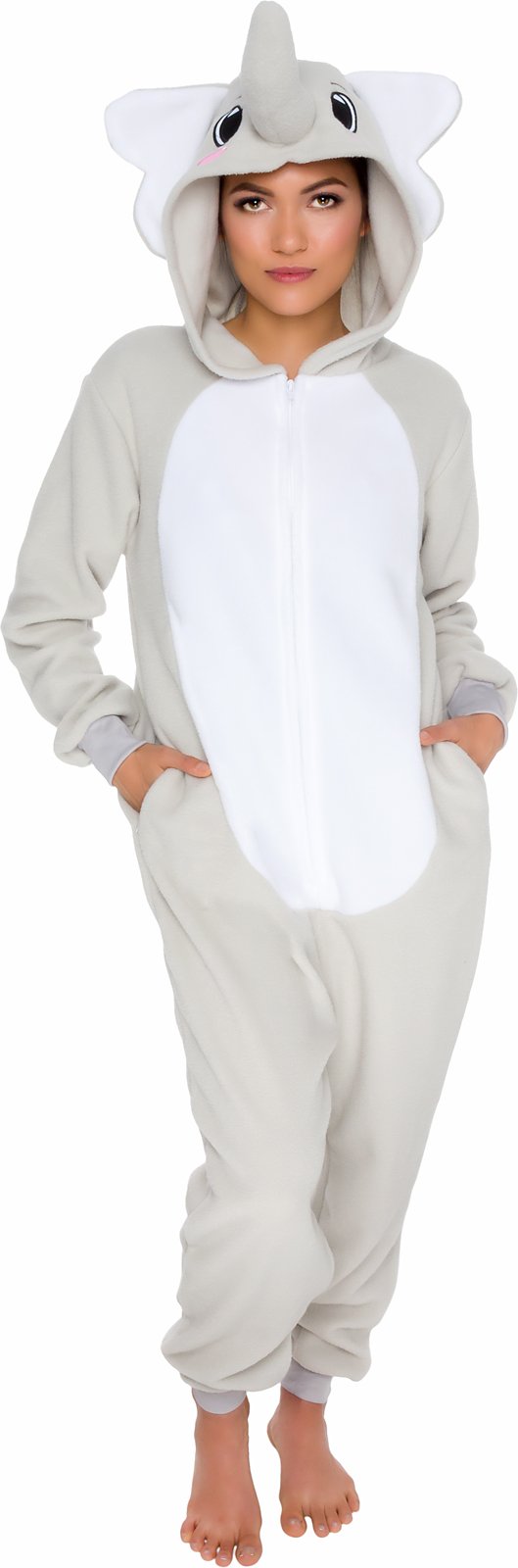 Funziez! Slim Fit Adult Onesie - Animal Halloween Costume - Plush Fruit One Piece Cosplay Suit for Women and Men