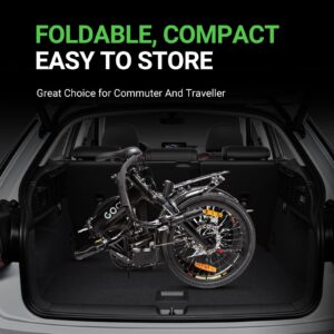 GoPower™ GoCity Electric Bike | Adult Folding Bike, Weighs Only 46lbs | 50+ Mile Range w/ 5 Pedal-Assist Levels | 20mph Top Speed - Removable Battery | Class 1 and 2 eBike