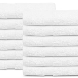 GOLD TEXTILES 12 Pcs New White (20x40 Inches) Cotton Blend Terry Bath Towels Salon/Gym Towels Light Weight Fast Drying