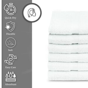 GOLD TEXTILES 12 Pcs New White (20x40 Inches) Cotton Blend Terry Bath Towels Salon/Gym Towels Light Weight Fast Drying