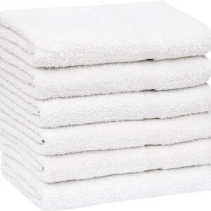 GOLD TEXTILES 12 Pcs New White (20x40 Inches) Cotton Blend Terry Bath Towels Salon/Gym Towels Light Weight Fast Drying