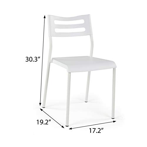 Lucky Theory Humble Crew Lightweight Desk Chair, Plastic, White White 19D x 16W x 30H in