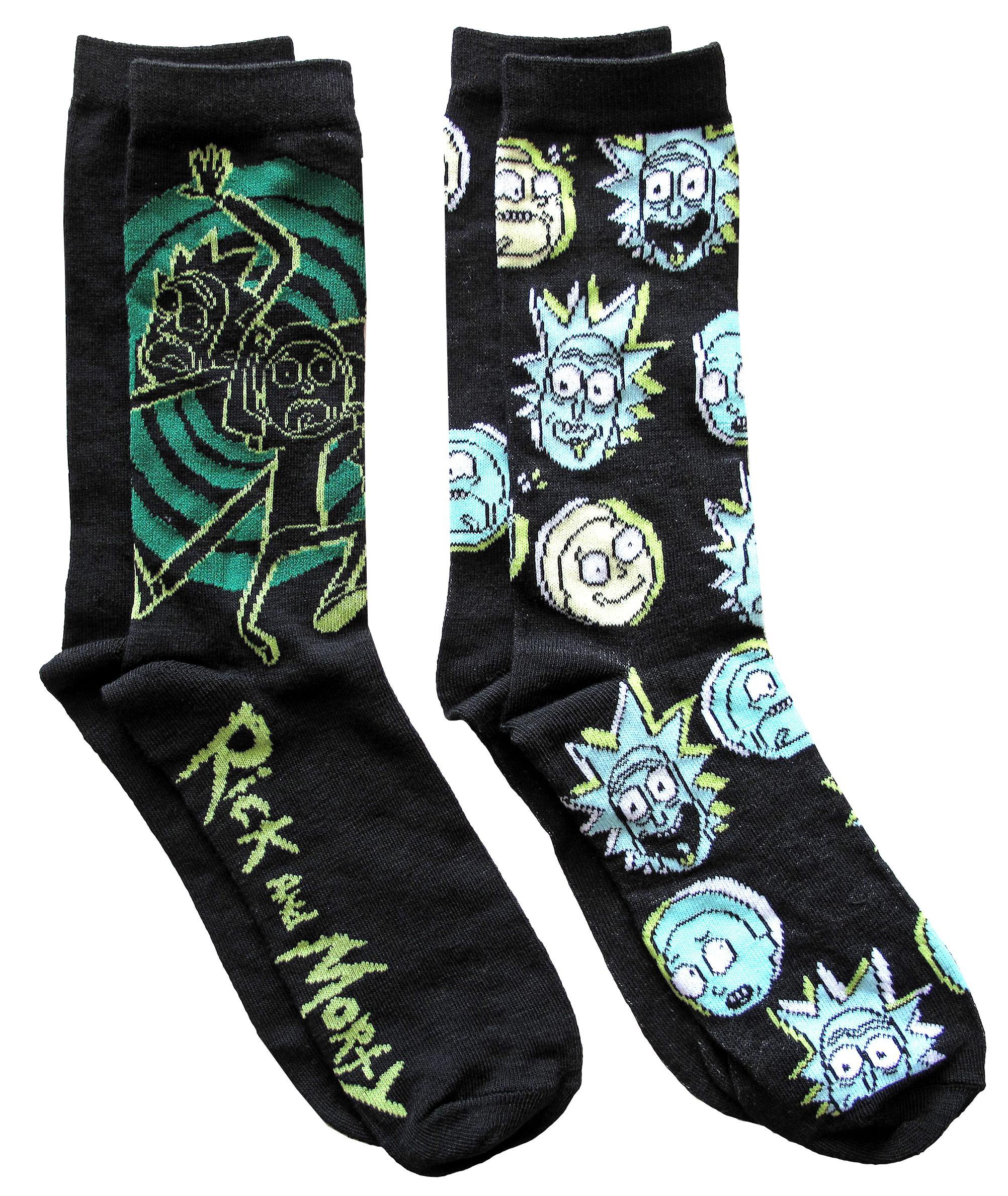 RICK AND MORTY Portal Men's Crew Socks 2 Pair Pack Shoe Size 6-12