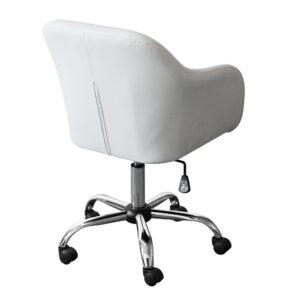 Home Office Chair Executive Mid Back Computer Table Desk Chair Swivel Height Adjustable Ergonomic with Armrest White