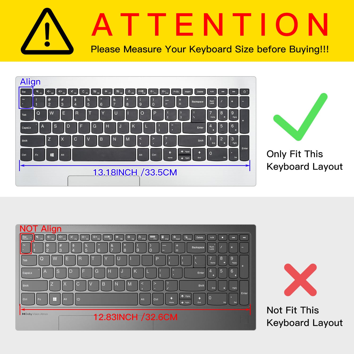 Keyboard Cover for Lenovo IdeaPad 3 15 15.6 17.3, Lenovo Yoga C740 C940 15.6 / Yoga 9 9i 15.6 / ideaPad L340 S340 320 330 330s 340s V330 520 720s 130 S145 15.6 / ideaPad 320 330 17.3 inch -Black