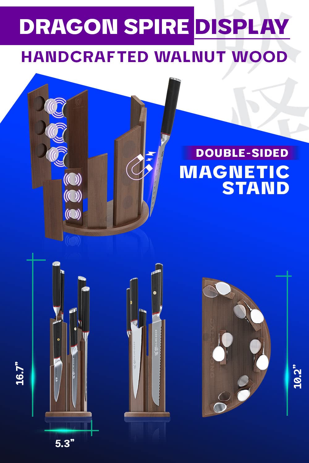 DALSTRONG Knife Block Set - 6-Piece - Magnetic Knife Stand - Phantom Series - Japanese High-Carbon AUS8 Steel - Knife Kitchen Set - Pakkawood Handle