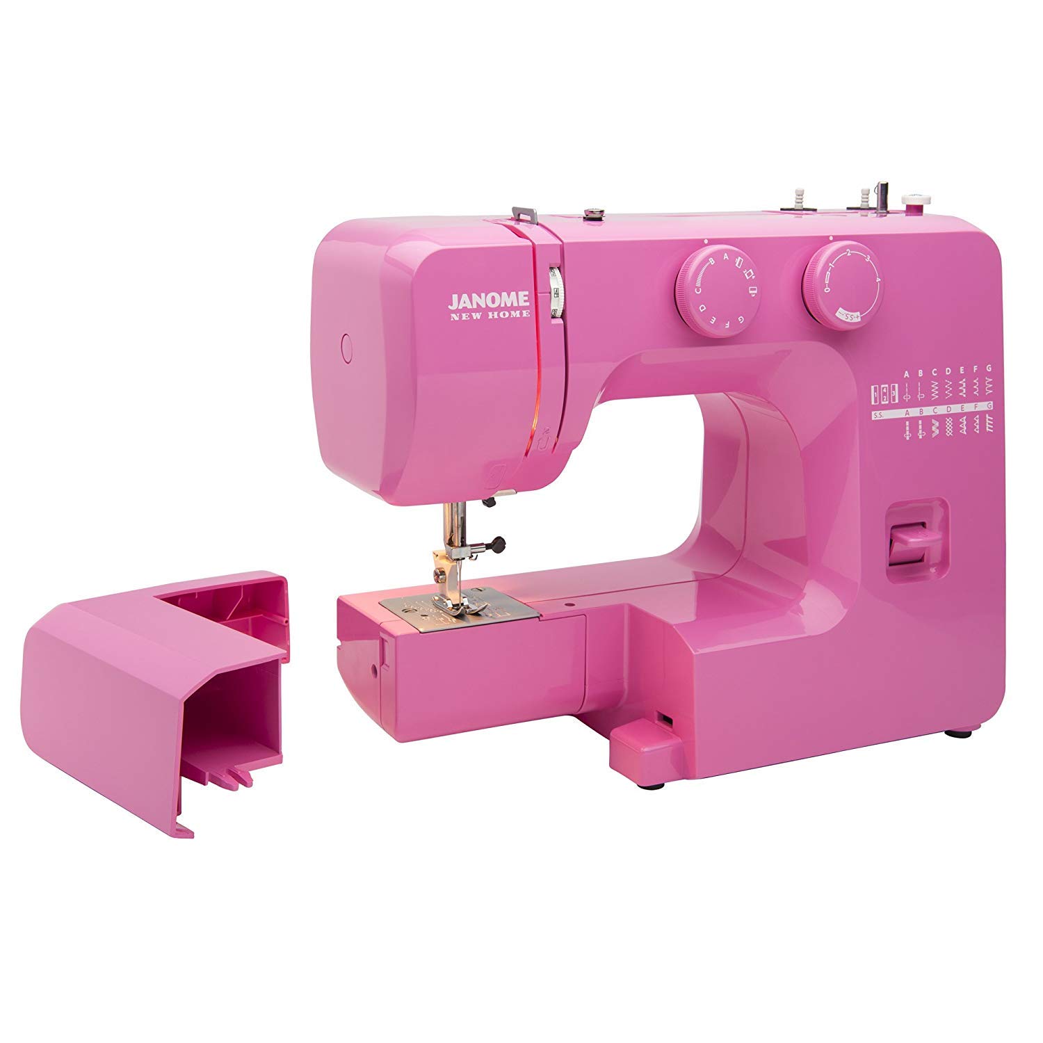 Janome Pink Sorbet Easy-to-Use Sewing Machine with Interior Metal Frame, Bobbin Diagram, Tutorial Videos, Made with Beginners in Mind!