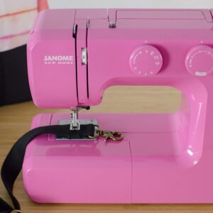 Janome Pink Sorbet Easy-to-Use Sewing Machine with Interior Metal Frame, Bobbin Diagram, Tutorial Videos, Made with Beginners in Mind!