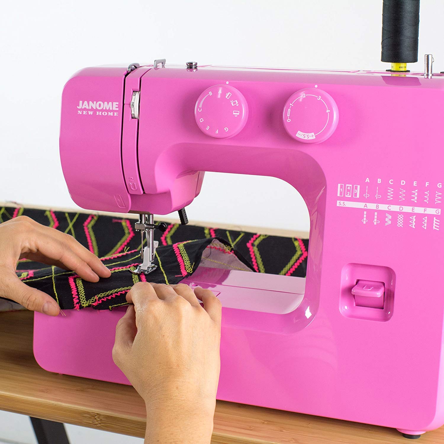 Janome Pink Sorbet Easy-to-Use Sewing Machine with Interior Metal Frame, Bobbin Diagram, Tutorial Videos, Made with Beginners in Mind!