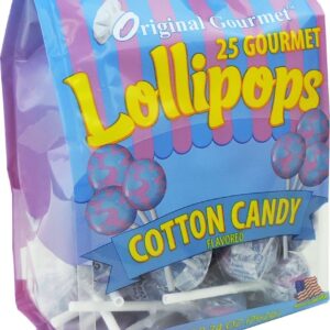 Original Gourmet Mini Lollipops, Cotton Candy, 12 Count (Pack Of 25), Blue