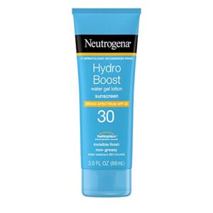 Neutrogena Hydro Boost Water Gel Sunscreen Lotion with Broad Spectrum SPF 30, Water-Resistant Hydrating Body Sunscreen, Non-Greasy & Moisturizing, Hyaluronic Acid, Travel Size, 3 fl. Oz