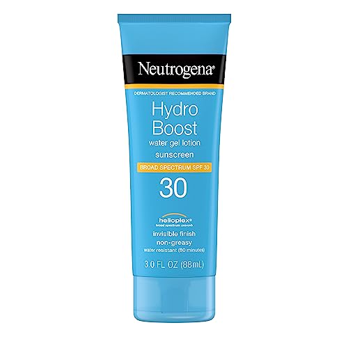 Neutrogena Hydro Boost Water Gel Sunscreen Lotion with Broad Spectrum SPF 30, Water-Resistant Hydrating Body Sunscreen, Non-Greasy & Moisturizing, Hyaluronic Acid, Travel Size, 3 fl. Oz