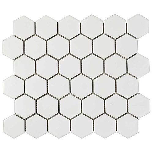 White 2" Hexagon Porcelain Mosaic Floor and Wall Backsplash Kitchen Bath