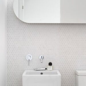 White 2" Hexagon Porcelain Mosaic Floor and Wall Backsplash Kitchen Bath