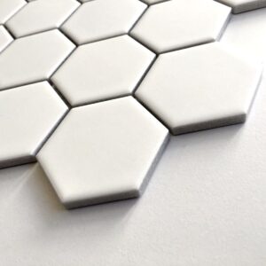 White 2" Hexagon Porcelain Mosaic Floor and Wall Backsplash Kitchen Bath