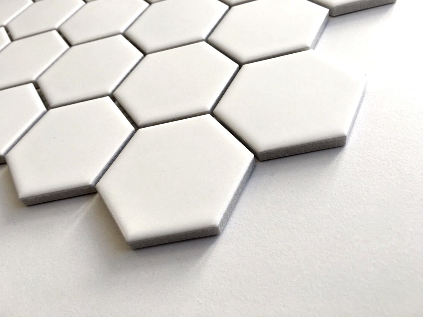 White 2" Hexagon Porcelain Mosaic Floor and Wall Backsplash Kitchen Bath