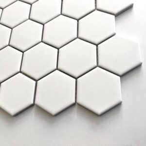 White 2" Hexagon Porcelain Mosaic Floor and Wall Backsplash Kitchen Bath