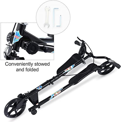 AODI 3 Wheel Foldable Scooter Swing Scooter Tri Slider Kick Wiggle Scooters Push Drifting with Adjustable Handle for Boys/Girl/Adult Age 8 Years Old and Up