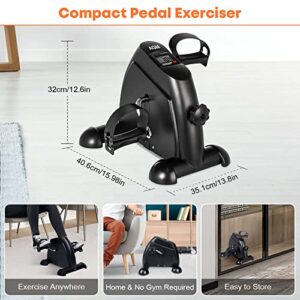 Mini Exercise Bike, AGM Under Desk Bike Pedal Exerciser Foot Cycle Arm & Leg Peddler Exerciser Machine with LCD Screen Displays (Black)