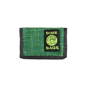 dime bags trifold hempster wallet - classic trifold design w/exterior pocket and interchangable label (forest)