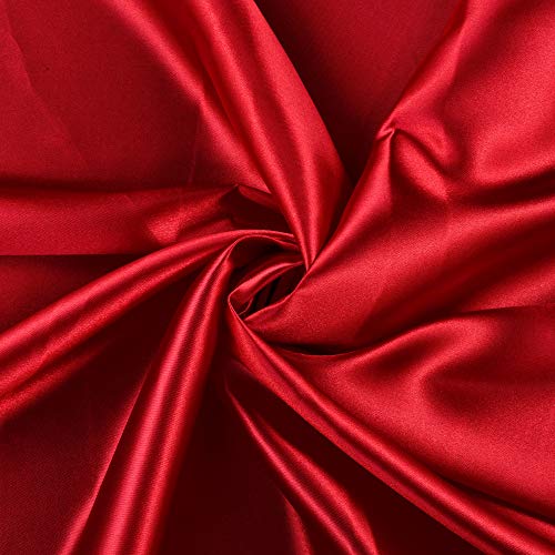 mds Pack of 5 Charmeuse Bridal Solid Satin Fabric by The Yard for Wedding Dress Fashion DIY Crafts Costumes Decorations Apparel Crafts Drapery Silky & Shiny Satin 44" Wide Roll-Apple Red