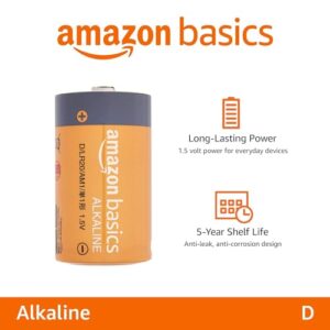 Amazon Basics 24-Pack D Cell Alkaline All-Purpose Batteries, 1.5 Volt, 5-Year Shelf Life