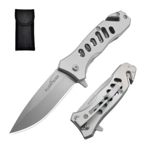 ALBATROSS EDC Cool Sharp Tactical Folding Pocket Knife,SpeedSafe Spring Assisted Opening Knifes with Liner Lock,Pocketclip,Glass Breaker,Seatbelt Cutter