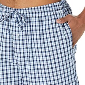 Amazon Essentials Men's Straight-Fit Woven Pajama Pant, Light Blue White Plaid, Medium