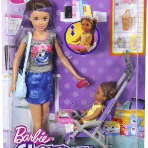 Barbie Skipper Babysitters Inc 2 Dolls & Accessories, Set with Brunette Skipper Doll, Small Doll & Bouncy Stroller (Amazon Exclusive)