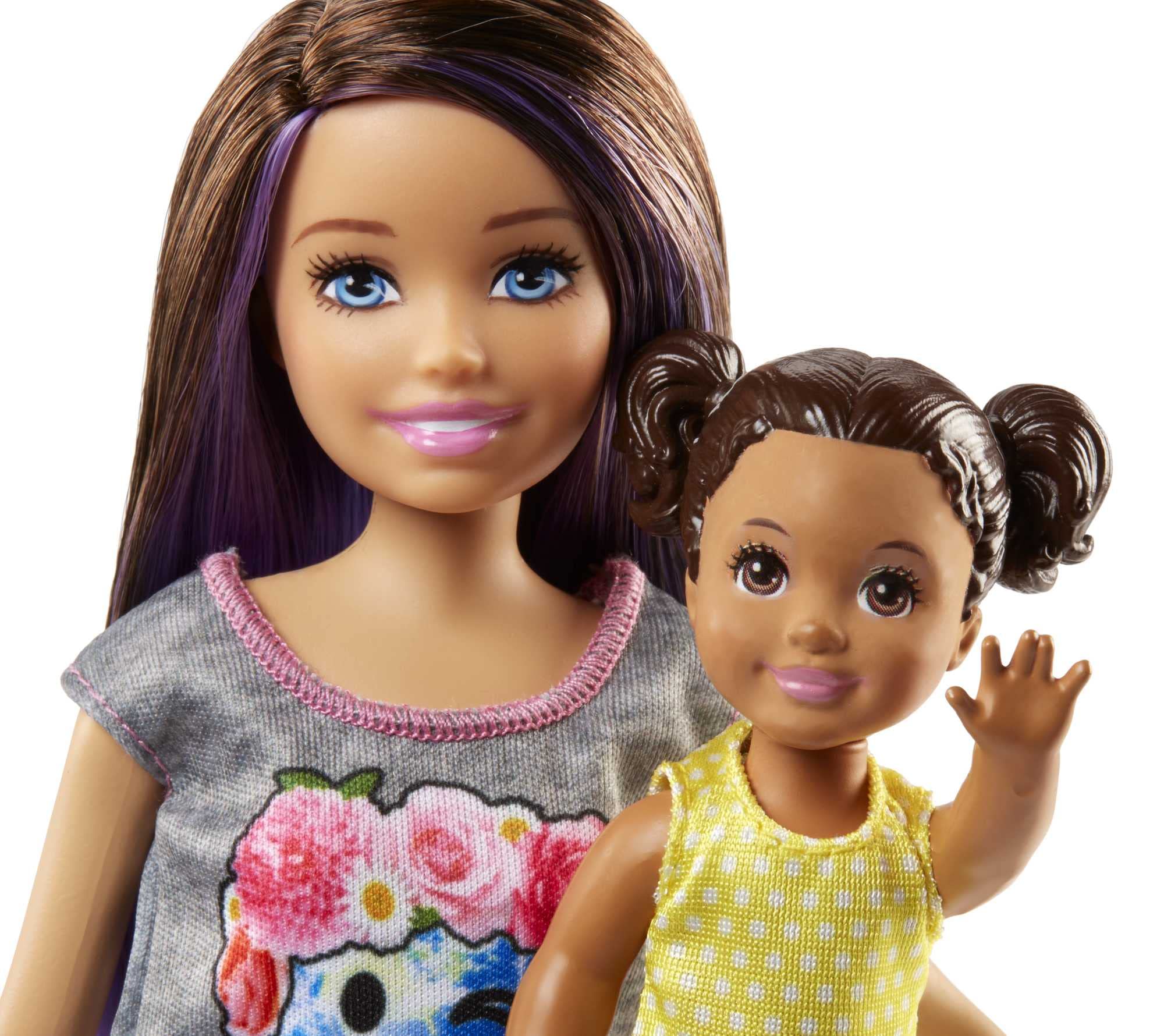 Barbie Skipper Babysitters Inc 2 Dolls & Accessories, Set with Brunette Skipper Doll, Small Doll & Bouncy Stroller (Amazon Exclusive)