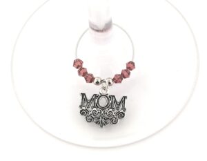 mom wine charm, mother's day gift for mom, unique gift for mom, glass tag identifier, wine charm gift for mom for all occasions - choose your bead color - sold individually