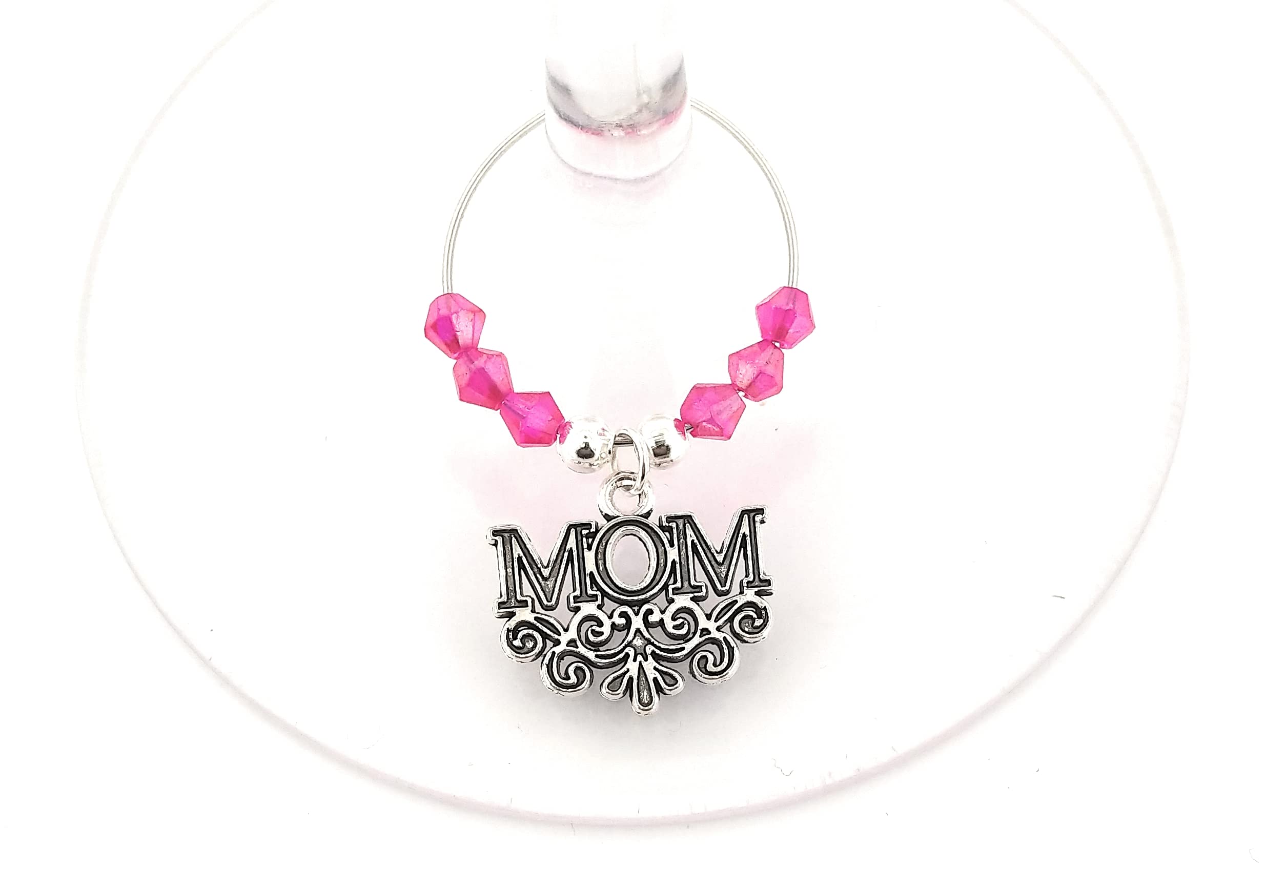 Mom Wine Charm, Mother's Day Gift For Mom, Unique Gift For Mom, Glass Tag Identifier, Wine Charm Gift For Mom For All Occasions - Choose Your Bead Color - sold individually