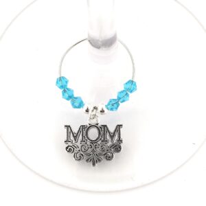 Mom Wine Charm, Mother's Day Gift For Mom, Unique Gift For Mom, Glass Tag Identifier, Wine Charm Gift For Mom For All Occasions - Choose Your Bead Color - sold individually